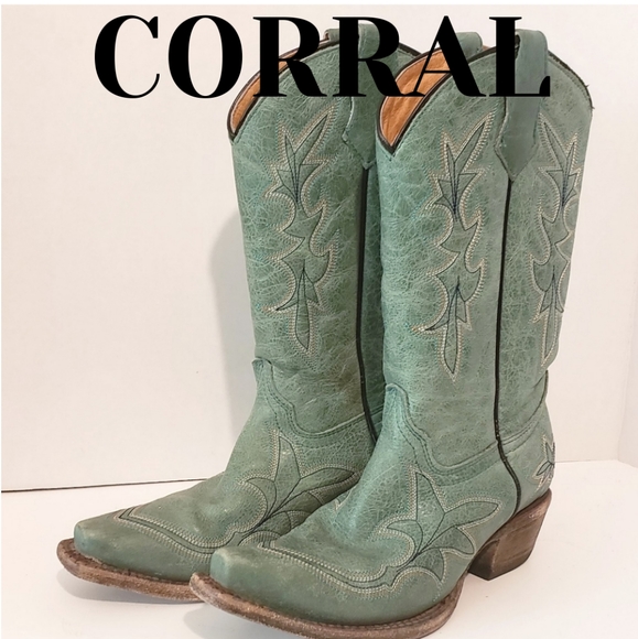 Corral Other - Corral girls teal leather western boot
